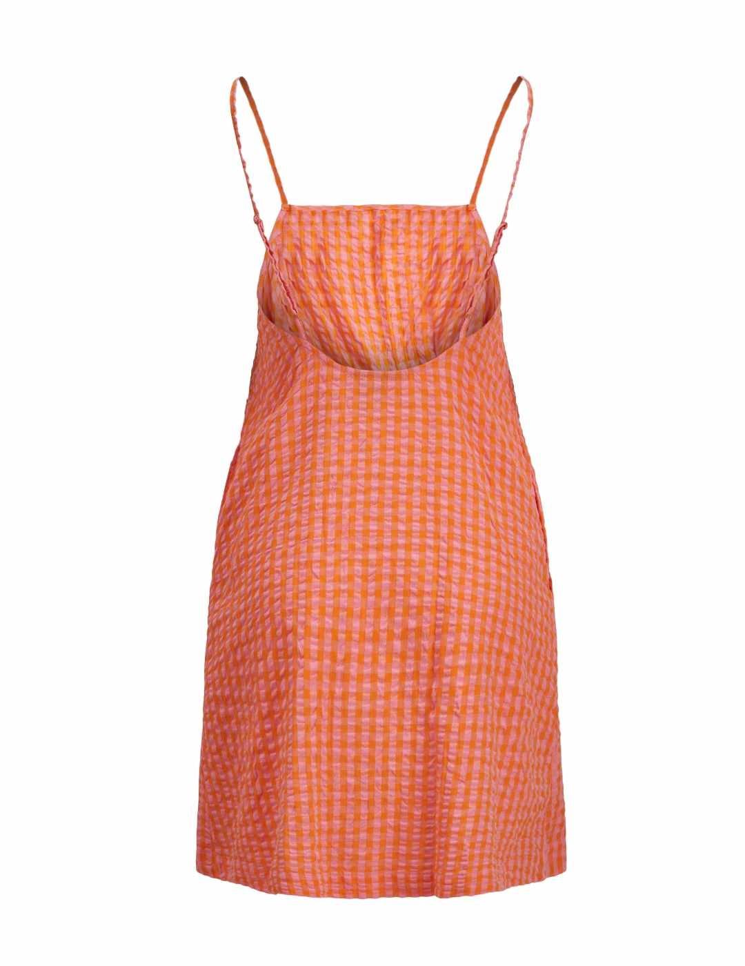 Vestido JJXX petra mini anaranjado vichy tirantes para mujer