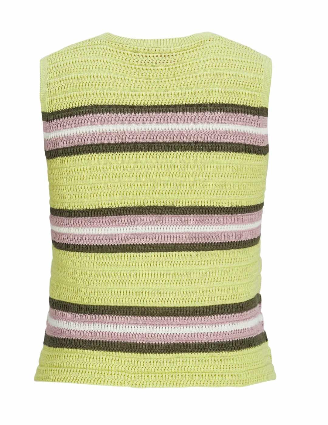 Top JJXX Zusannah verde rayas crochet sin mangas para mujer