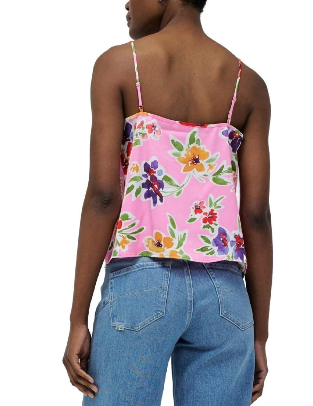 Camiseta Salsa tirantes rosa estampado floral para mujer