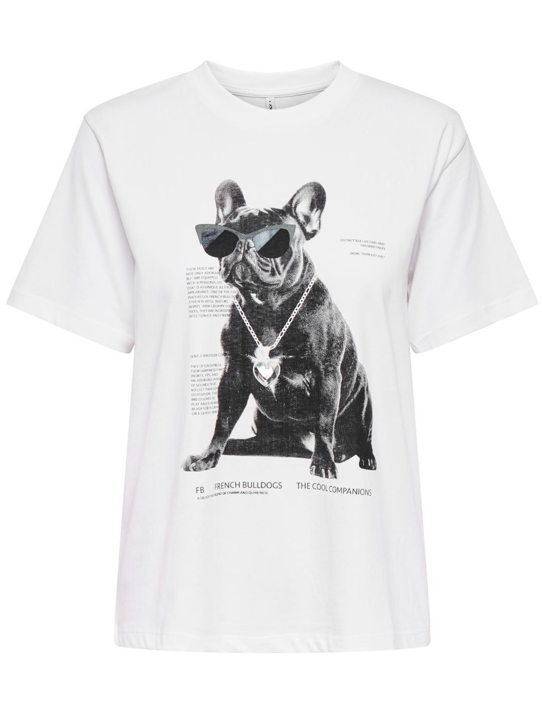 Camiseta Only Donna blanca Bulldog joya para mujer