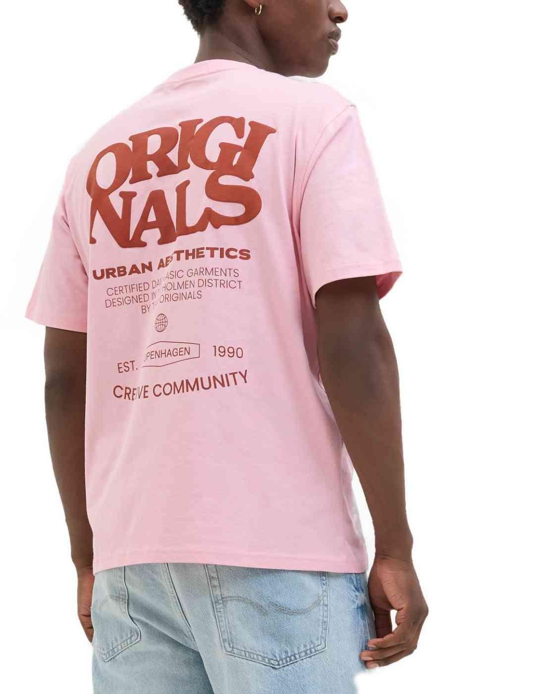 Camiseta Jack&Jones Tavira rosa manga corta para hombre