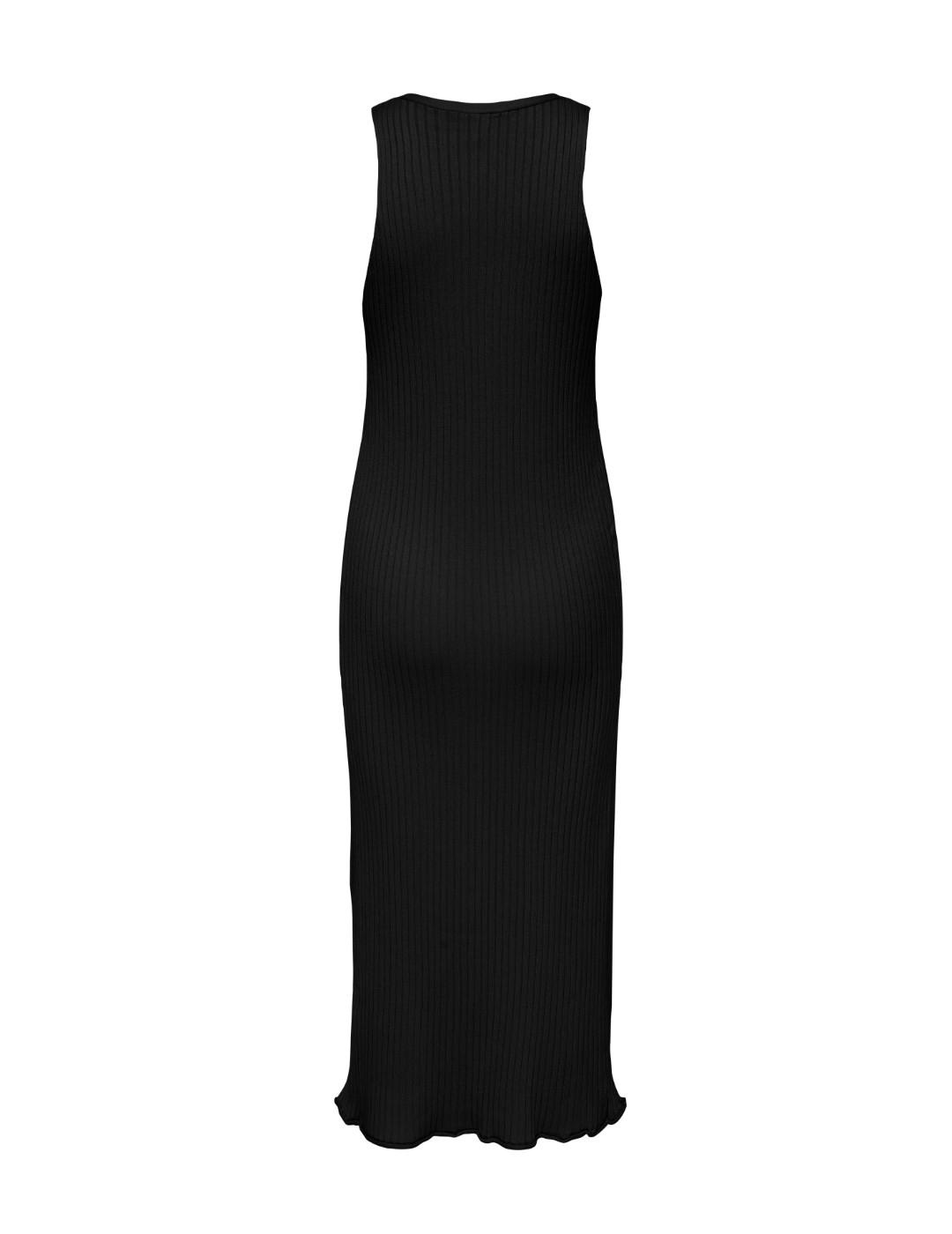 Chaleco Only Meddi largo negro acanalado para mujer