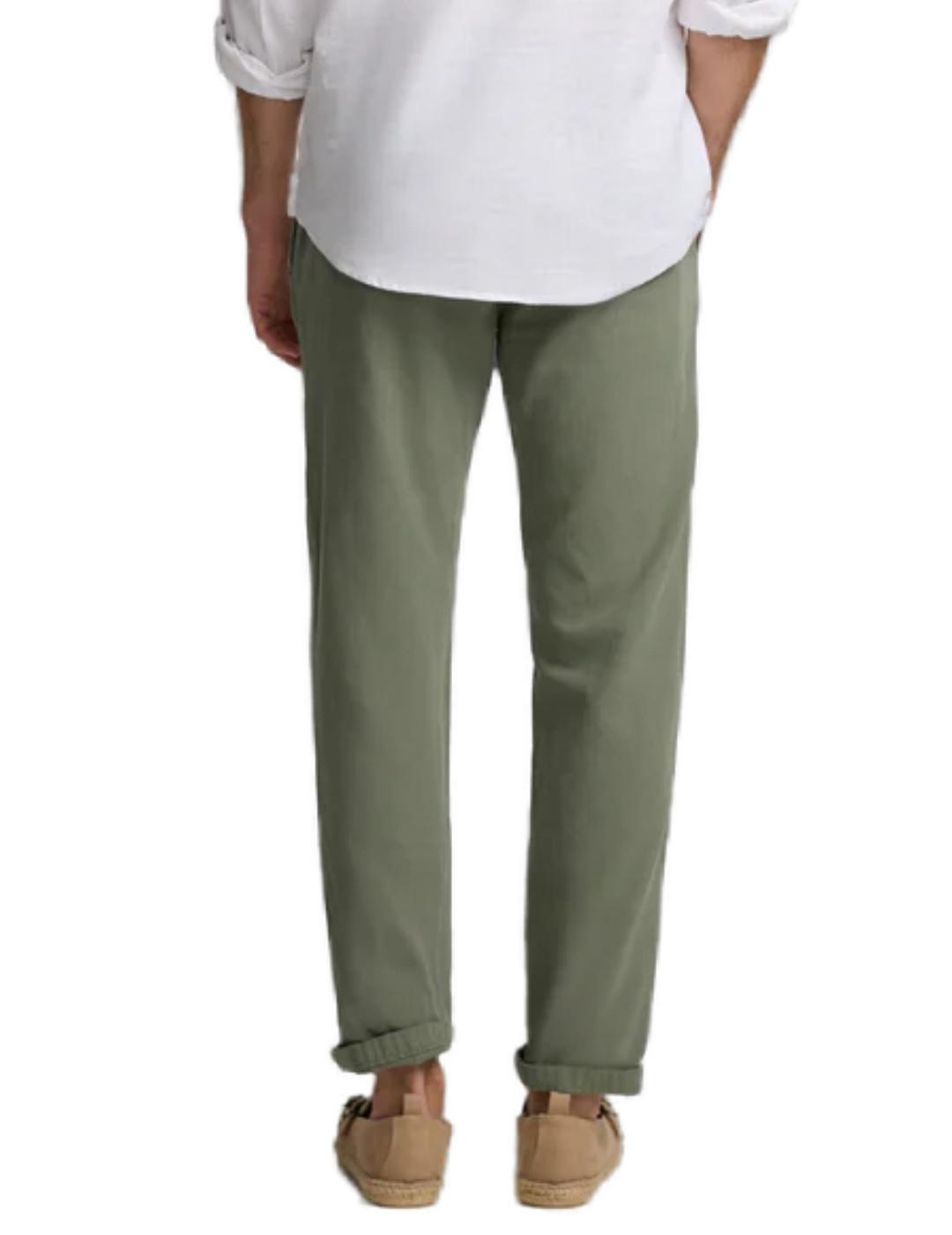 Pantalón Silbon sport chino lino verde militar para  hombre