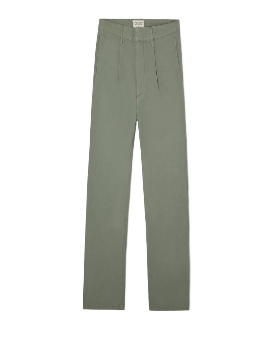 Pantalón Silbon sport chino lino verde militar para  hombre