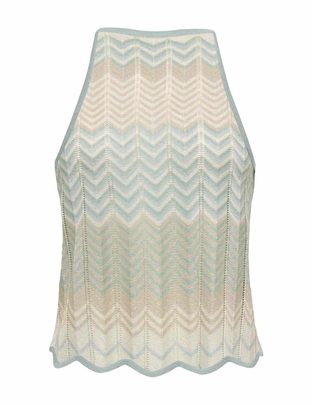 Top Only Alvira glitter multicolor verde y beige de mujer