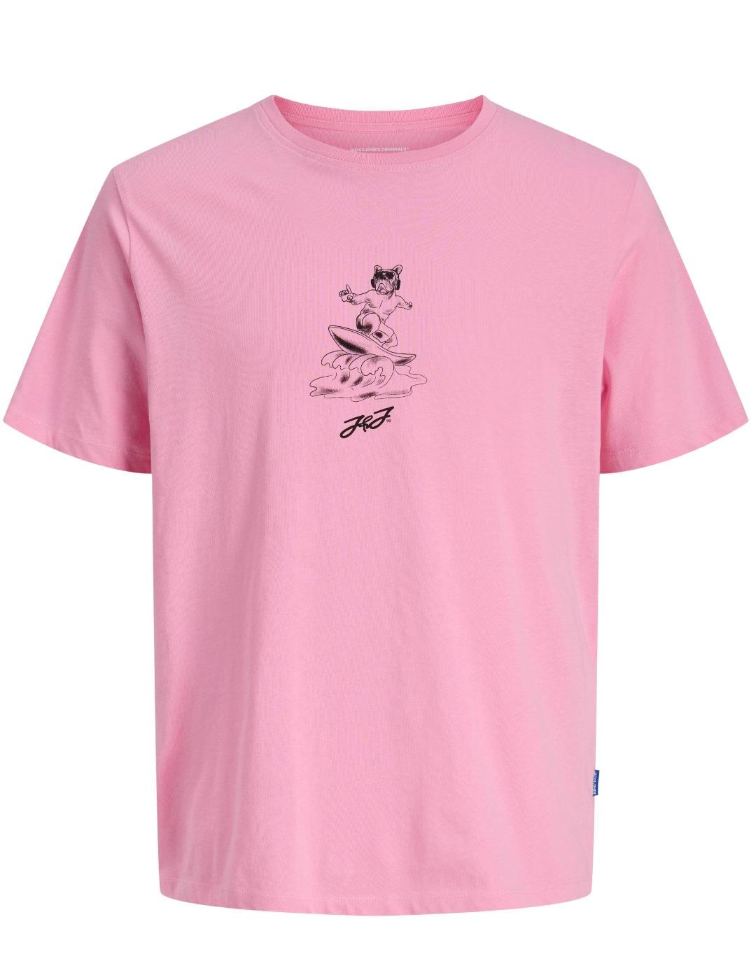 Camiseta Jack&Jones Relax rosa manga corta para hombre