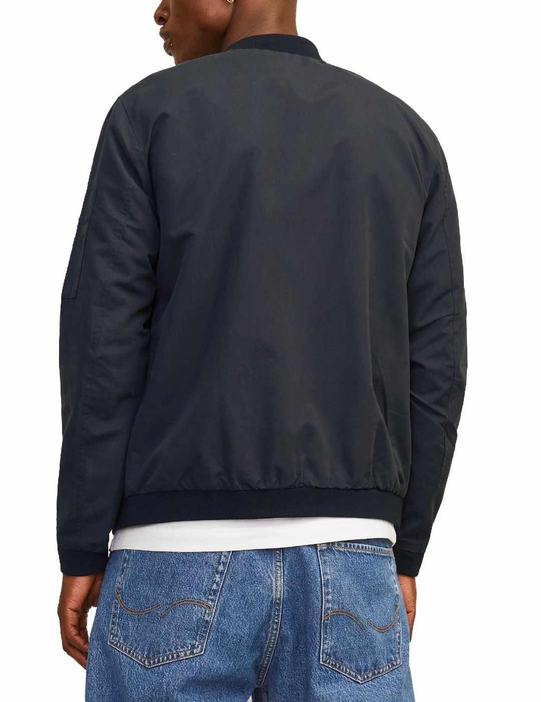 Bomber Jack Jones Rush negra con cremallera para hombre