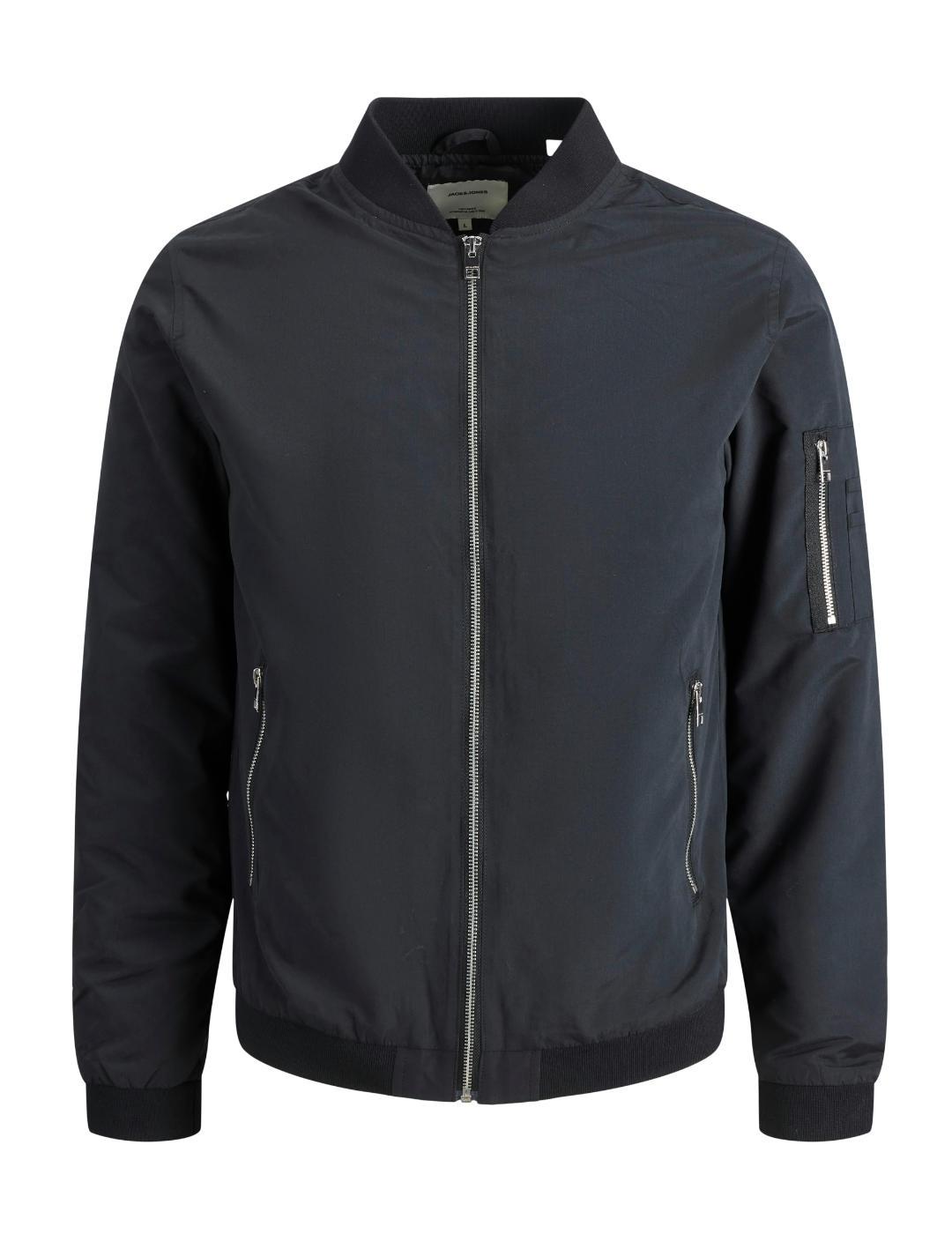 Bomber Jack Jones Rush negra con cremallera para hombre