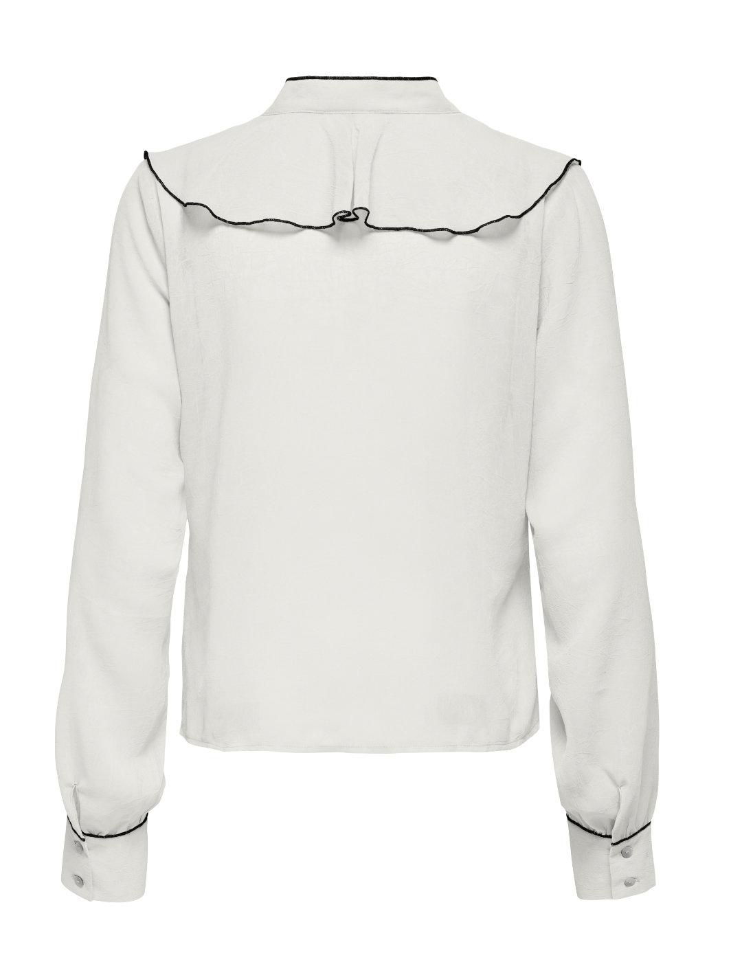 Camisa Only Viber blanca volante manga larga de mujer