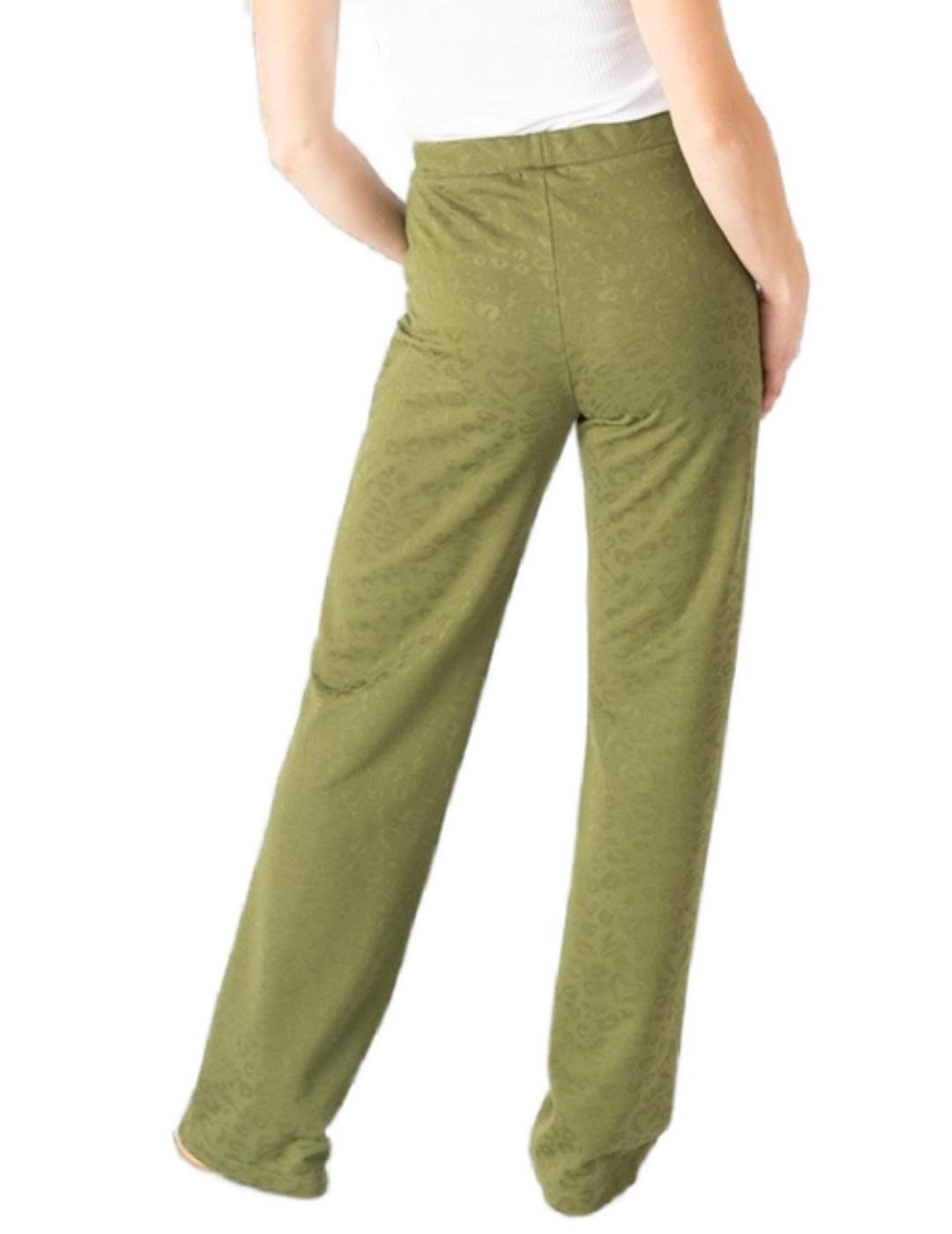 Pantalón Animosa Gueparda verde estampado leopardo de mujer