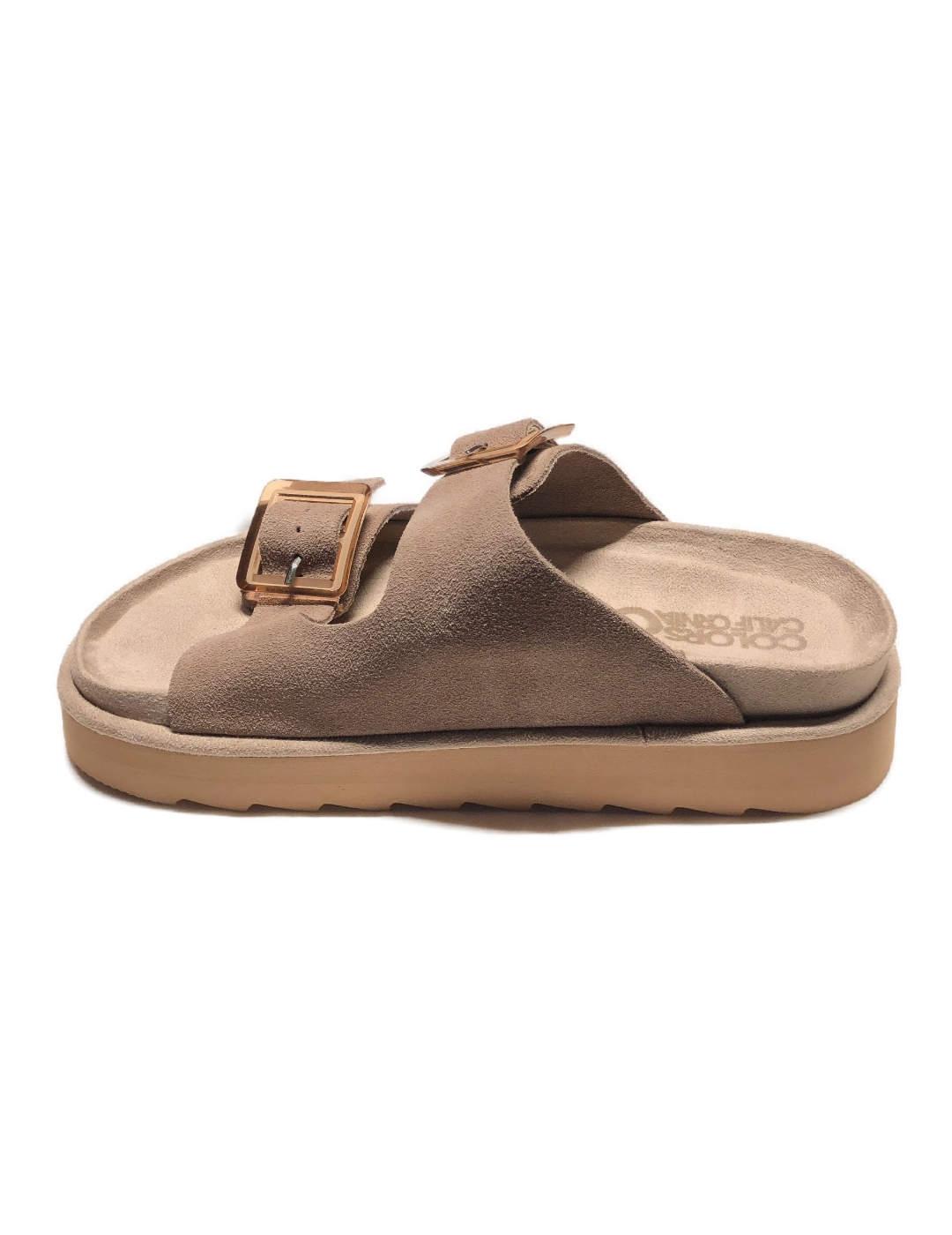 Sandalias Colors of California ante beige tiras para mujer