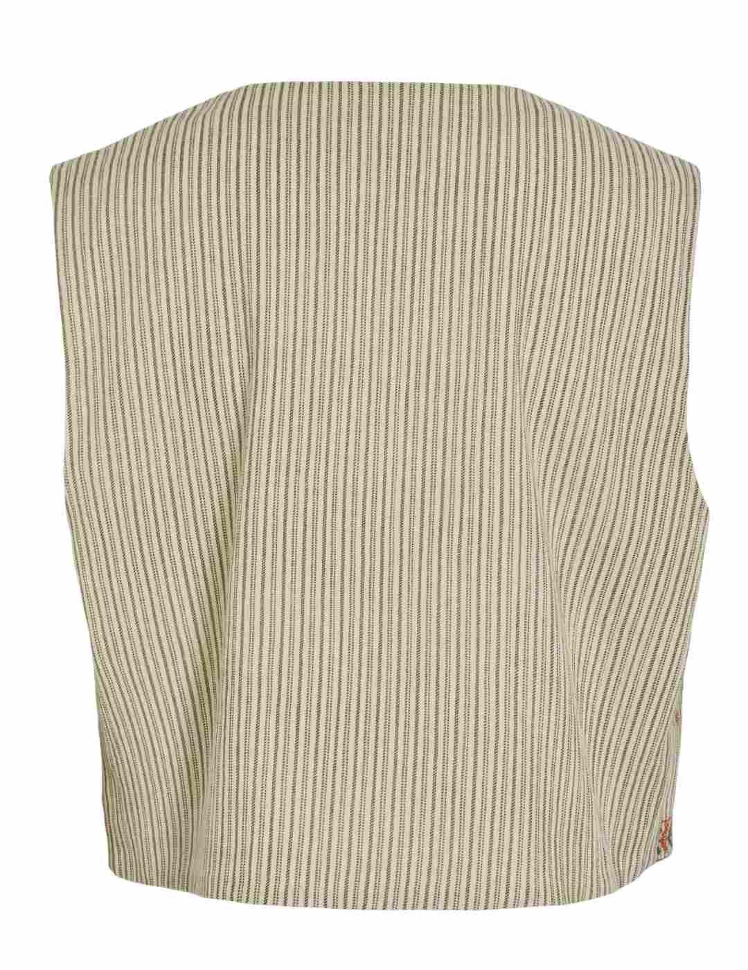 Chaleco Vila Dary beige estampado tribal flores para mujer