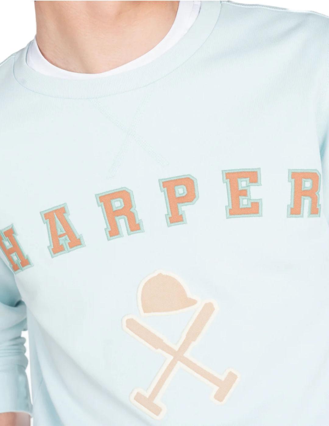Sudadera Harper Retro turquesa sin capucha para hombre