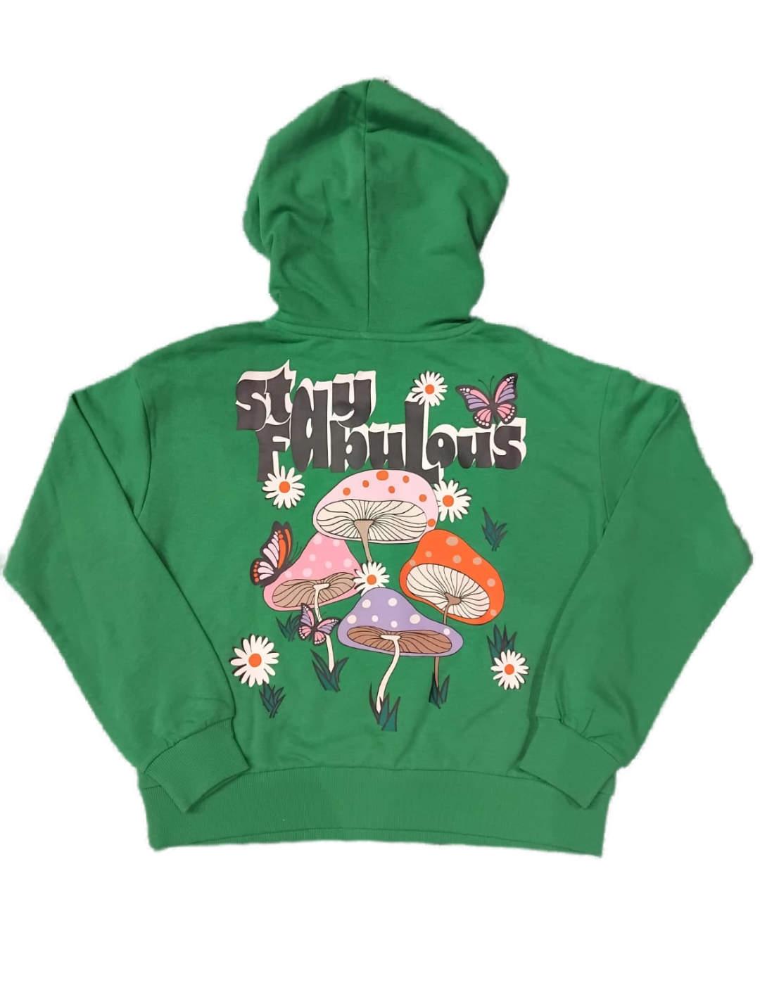 Sudadera Only Mie con capucha verde estampada para mujer