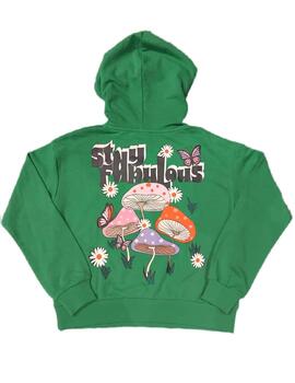 Sudadera Only Mie con capucha verde estampada para mujer