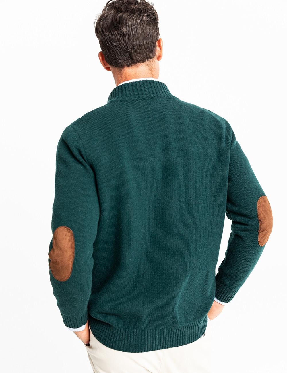 Jersey Scotta zip verde botella para hombre-x