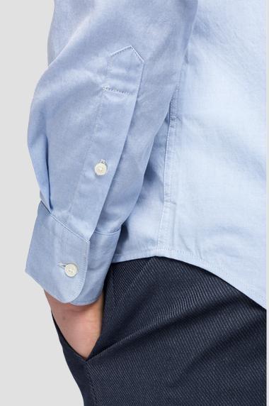 Camisa Replay azul regular manga larga hombre-x
