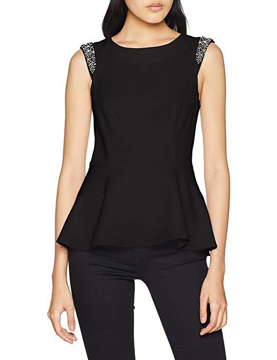 Top Guess negro manga sisa pedreria de mujer