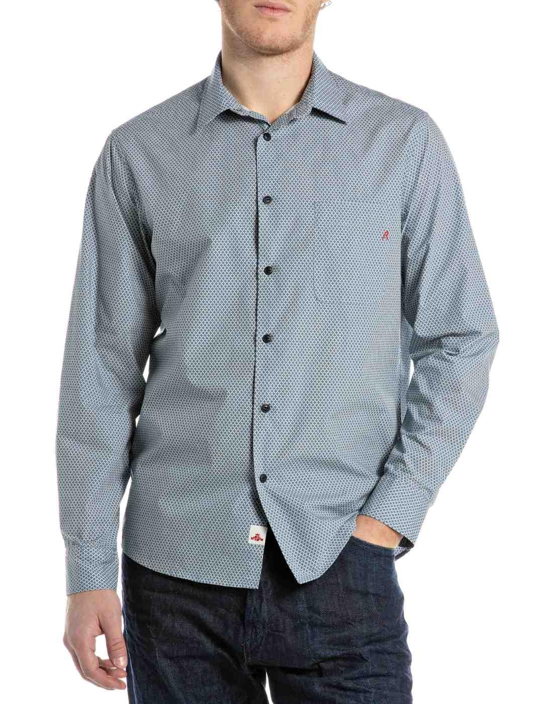 Camisa Vaquera Replay Para Hombre - Corte Regular, Denim 6.5 Oz Azul Oscuro